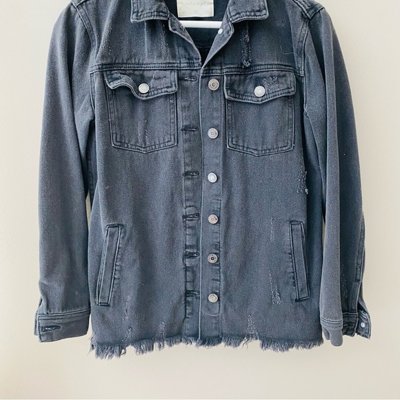 Altar'd State Distressed Denim Jean Jacket Black Sz XS - Picture 3 of 11